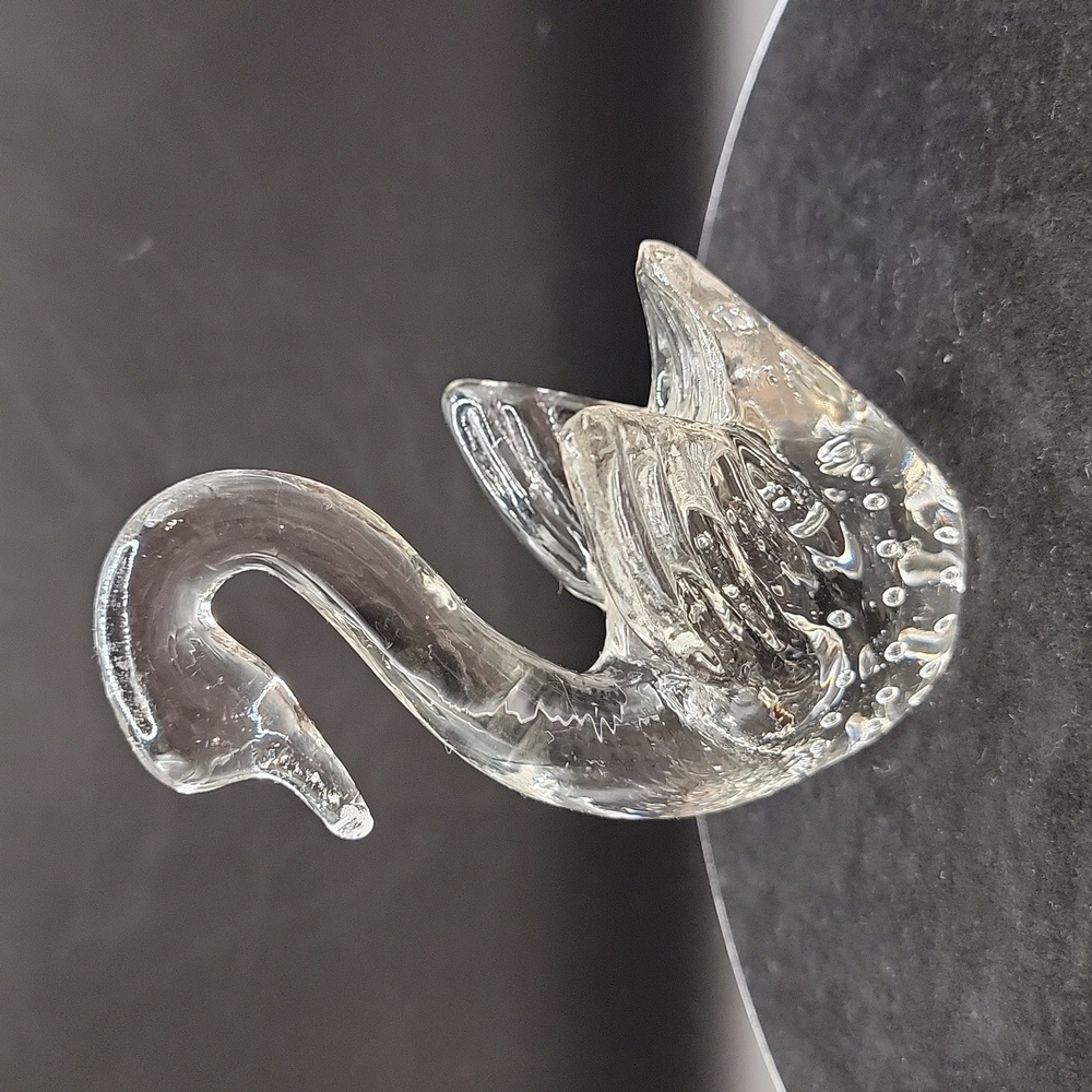 Vintage Clear Glass Swan w/Controlled Bubbles